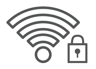 wifiのセキュリティのイメージイラスト　フレーム　ラインイラスト