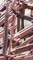 Rusty metal on old farming equipment