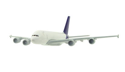 White and blue airliner model isolated on white	