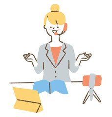 オンライン授業をする先生_色