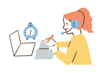 オンライン授業を受ける大学生_色