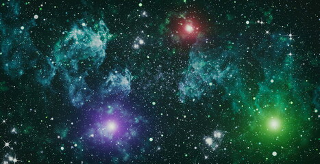 Chaotic space background. Planets, stars and galaxies in outer space showing the beauty of space...