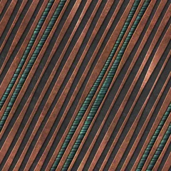  Naadloze textuur met diagonaal strepenpatroon op een zwarte grungeachtergrond, koper en bronsmetaal, 3d illustratie © Jojo textures