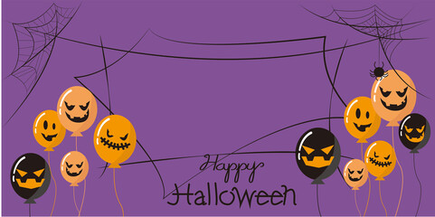 Obraz premium Happy halloween illustration. Halloween decorative wallpaper for banner, background, graphics design. Vector illustration.
