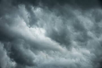 Dark sky and black clouds, Dramatic storm clouds before rainy, Closeup black cloud motion