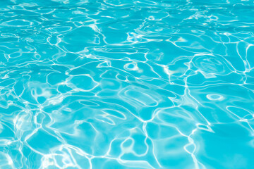 Close-up purified water surface and motion, Selective focus water surface in swimming pool