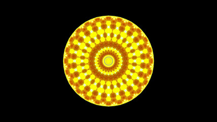 Digitally Created Symbol with Sunflower On Black Background | Kaleidoscope effect