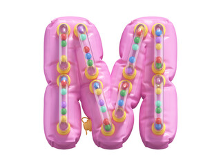 Pink lifebuoy toy font. Letter M.