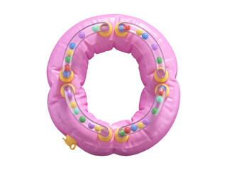 Naklejka premium Pink lifebuoy toy font. Letter O.