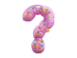 Pink lifebuoy toy font. Question symbol.