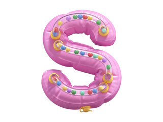 Pink lifebuoy toy font. Letter S.