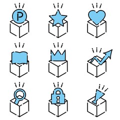 アイコンセット01（青・ショッピングなどで使えそうなシンプルでかわいいアイコンセット）