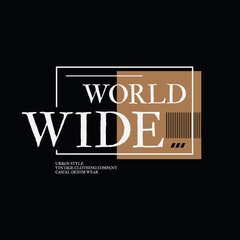 Vector illustration of letter graphic. WORLD WIDE, perfect for designing t-shirts, shirts, hoodies etc.