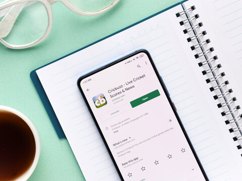 Assam, india - Augest 15, 2020 : Cricbuzz a sports news website logo on phone screen.