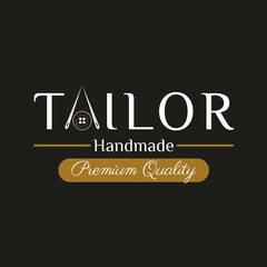 Vintage Retro Logo Style for Tailor Clothing Logo. With gold, black, and white Buttons and Sewing Needles. Premium and Luxury Logo