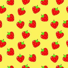 Seamless pattern with fruit. Cute illustration of fresh strawberry. Simple design for print screen backdrop, fabric and tile wallpaper.