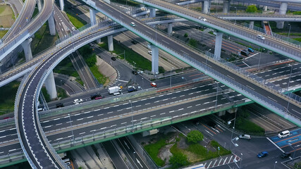 高速道路の空撮　ジャンクション