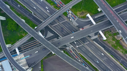 高速道路の空撮　ジャンクション