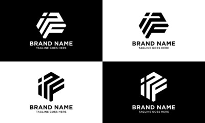 IPF initial letters looping linked hexagon monogram logo