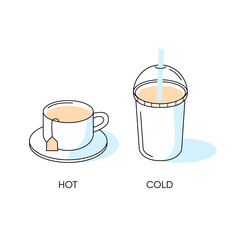 hot and cold coffee in simple graphic