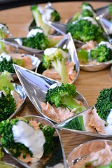 buffet party catering with lo hei yu sheng, asian and western cuisine, canapé and butler, dessert and drink halal menu for Chinese new year decoration celebrate fine dining at luxury hotel restaurant