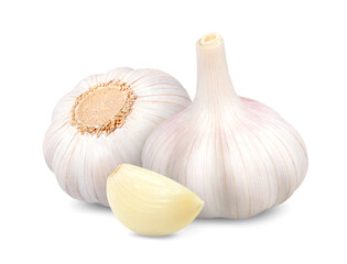 Garlic heads with clove isolated on white background with clipping path.