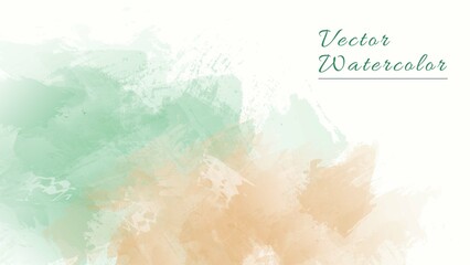 Fototapeta na wymiar Abstract Colorful Green Orange Watercolor Texture Background, Good For Banner, Presentation Or Frame Template