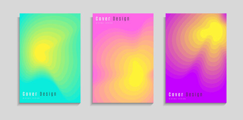 Set Of Colorful Minimal Dynamic Fluid Papercut Style Design For Cover, Poster, Web, Banner Or Presentation