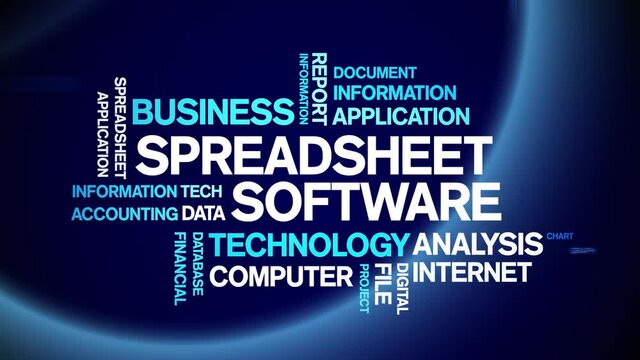 Spreadsheet Software Animated Tag Word Cloud;Text Design Animation typography seamless loop.
