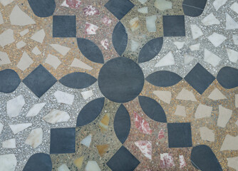 Colorful marbled or tiled floor. Interior and exterior designs.