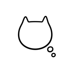 Dream speech bubble in the shape of a cat. Empty cute speech bubble with cat ears. Linear vector illustration isolated on white background.