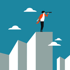 Obraz premium llustration of the design of obstacles to success and opportunity in front of the eyes