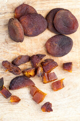 dried apricot fruits cut into pieces during cooking