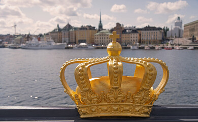 The Royal Crown which sits on the Skeppsholm Bridge in Stockholm.