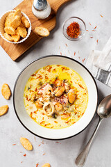 Creamy seafood saffron soup