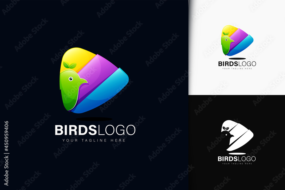 Poster bird and triangle logo with gradient