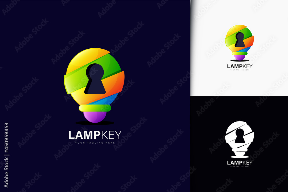 Poster lamp key logo design with gradient