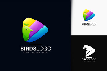 Bird and triangle logo with gradient