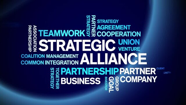 Strategic Alliance Animated Tag Word Cloud;Text Design Animation typography seamless loop.