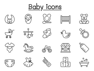 Baby icon in thin line style