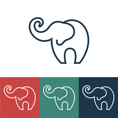 Linear vector icon with elephant