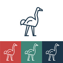 Linear vector icon with ostrich