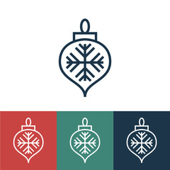 Linear vector icon with toy on Christmas tree