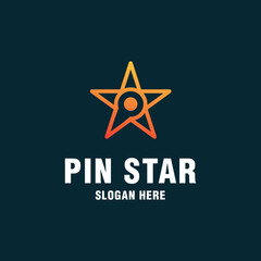 Pin star logo template on modern style 