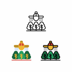 Watering Farming Use Plane industry icon and illustration