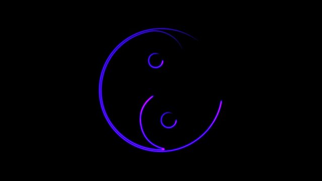 Glowing neon line Yin Yang symbol of harmony and balance icon isolated on black background. 