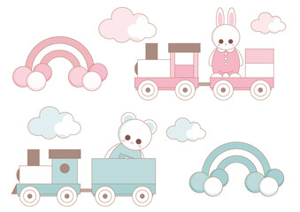 Set of cute baby objects toys and decor