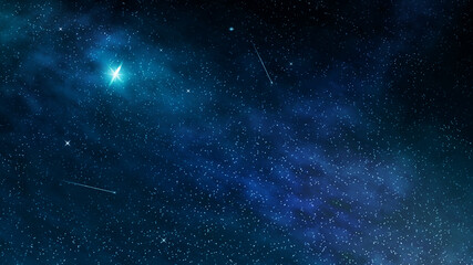 Cosmic, starry sky, with a bright star. Universe. Space background.