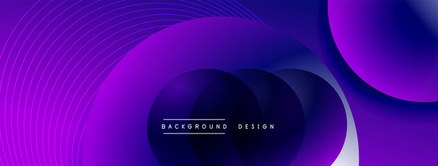 Gradient circles with shadows. Vector techno abstract background. Modern overlapping forms wallpaper background, design template