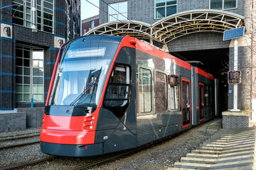 Obraz premium Tram tunnel at the Turfmarkt in The Hague, Zuid-Holland province, The Netherlands